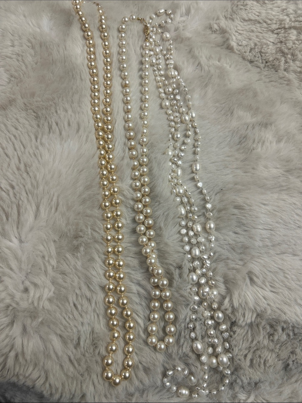 Pearl necklace lot of 3. Faux and real freshwater
